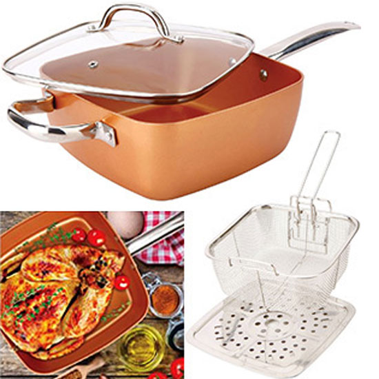 4 PCS Square Copper Cookware Pan Set