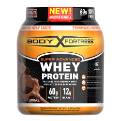Body Fortress Super Advanced Whey Protein Powder, Chocolate, 60g Protein, 2lb, 32oz