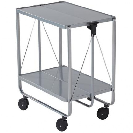 LEIFHEIT Fold-Up Side Car Storage & Service Trolley Cart | Silver