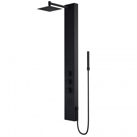 55-in Kingsley Matte Black 2-Spray Massage Jet Shower Panel System