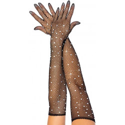 Leg Avenue Women's Rhinestone Fishnet Long Gloves