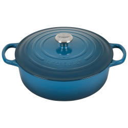 Le Creuset 6.75 Qt. Round Wide Signature Dutch Oven with Stainless Steel Knob | Deep Teal
