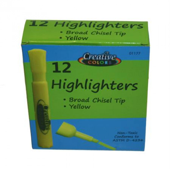 Bulk Yellow Chisel Tip Highlighters, Case Pack 144- sold in full case increments