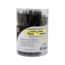 Pilot G2 Retractable Gel Pen, Fine Point, 0.7mm, Black Ink, 36/Pack